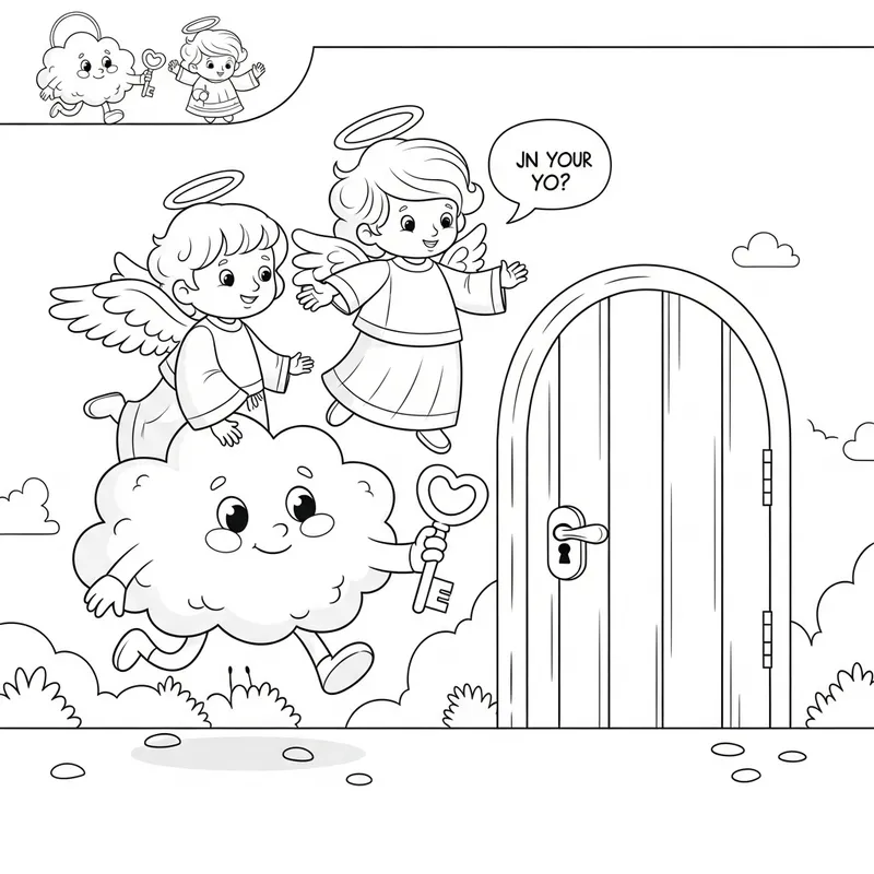 Enchanting Cloud Coloring Page: Unlocking Mystery with Joy