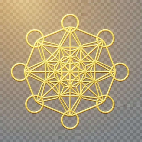 Golden Metatron Symbol on Transparent PNG Background