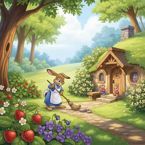 Enchanting Forest Glade Artwork with Delightful Characters