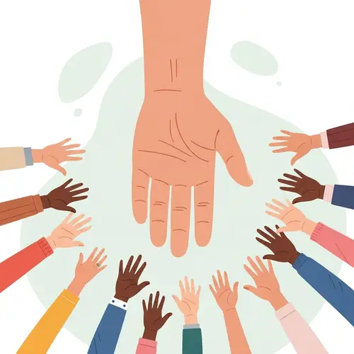 Diverse Helping Hands: Symbol of Support and Unity