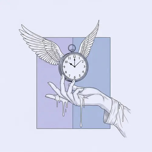 Delicate Hand Holding Winged Clock | Surrealistic Digital Art