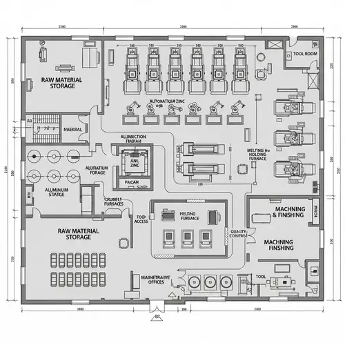2D Factory Layout with Die Casting Machines