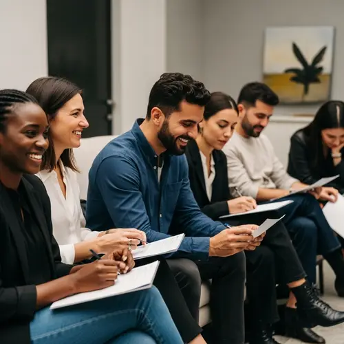 Diverse Art Auction Event with Urban Realism Vibes