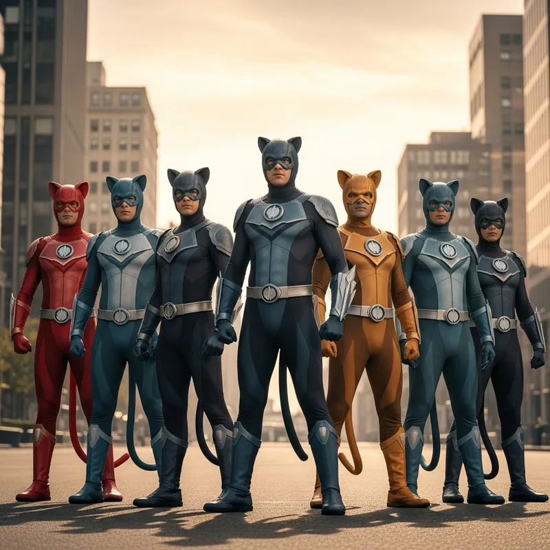 Cat Heroes: Superhuman Team with Unique Feline Costumes