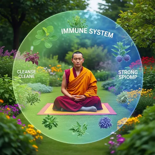Tibetan Monk Meditation in Immune-Boosting Garden