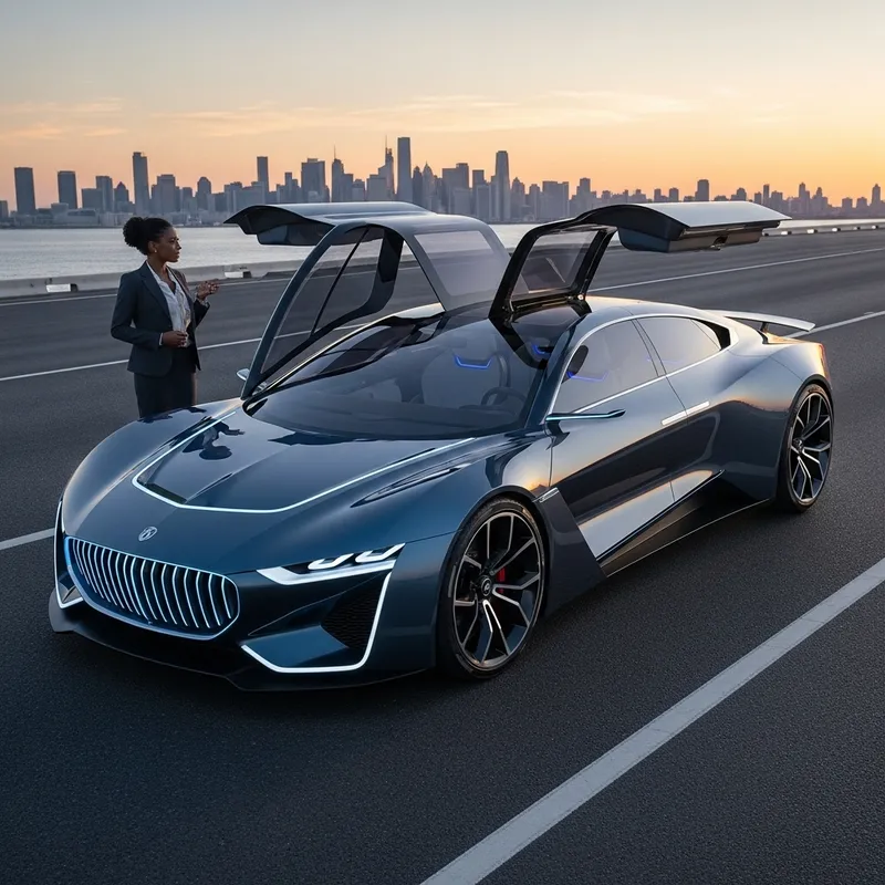 Sleek Futuristic Concept Car in Metallic Blue | Aero Design Sleek Futuristic Concept Car in Metallic Blue | Aero Design