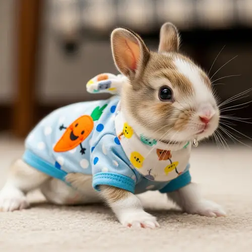 Adorable Newborn Baby Rabbit in Diapers and Bib | Cute Cartoon-Themed Bodysuit