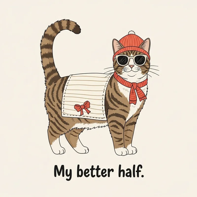 Whimsical Cat Illustration 'My Better Half'