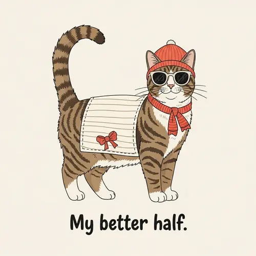 Charming Cat Illustration 'My Better Half'