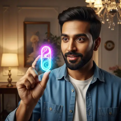 Mesmerizing Magical Pill Held by South Asian Man