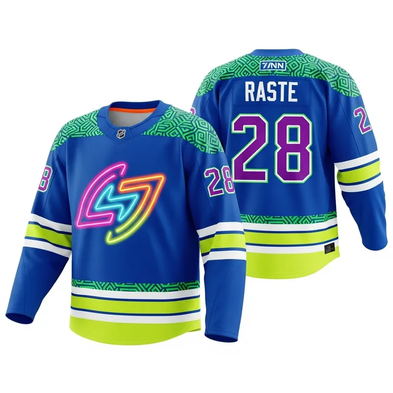 Vivid Neon Ice Hockey Jersey | Electric Blue & Neon Green