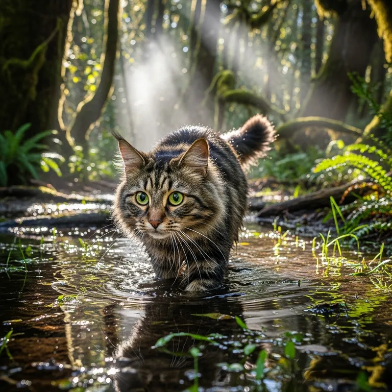 Cat in Aquatic Forest Cat in Aquatic Forest