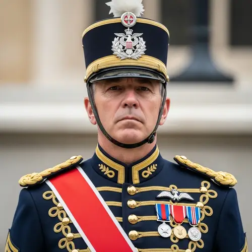 European Male Soldier in Ceremonial Hat