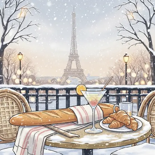 Winter Scene in Paris with Eiffel Tower | Anime-Style Charm