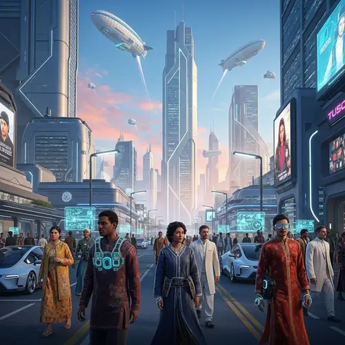 Futuristic AAA Video Game Environment | Skyscrapers, Airships, Diversity