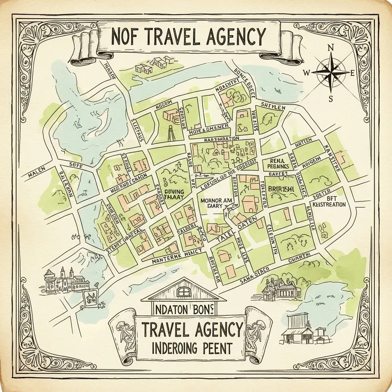 Vintage Hand-Drawn Map to Discover Asialight Travel and Tours
