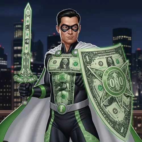 One Dollar Hero: Asian Superhero Fighting Crime with Dollar Bill Powers