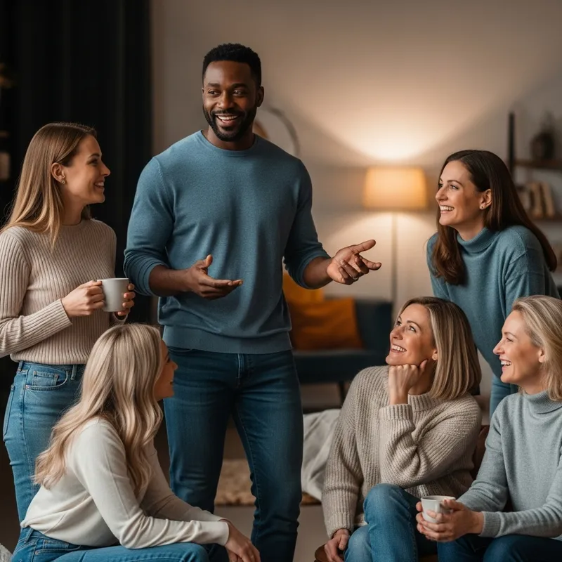 Inclusive Gathering: Black Man Engaging with White Women