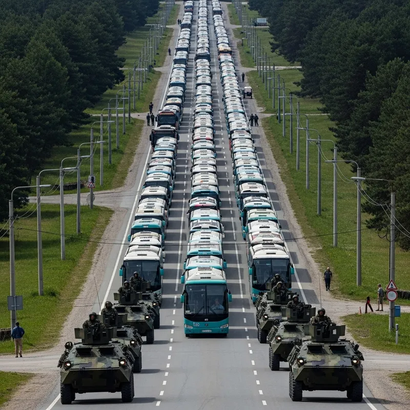Large Convoy of 400+ Vehicles Sets Off with Over 60 Armored Cars