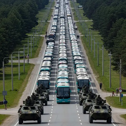 Large Convoy Sets Off with Over 400 Vehicles Including 60+ Armored Cars