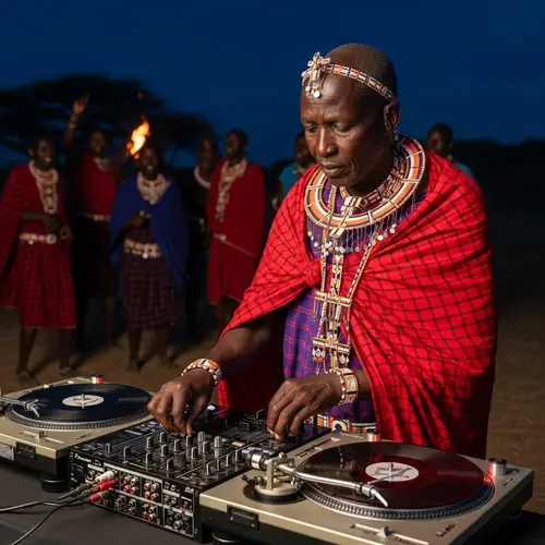 Maasai DJ Mixing Traditional Beats with Modern Music
