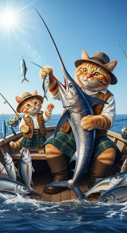 Ginger Scottish Cats Fishing: Realism, Beauty & Professionalism