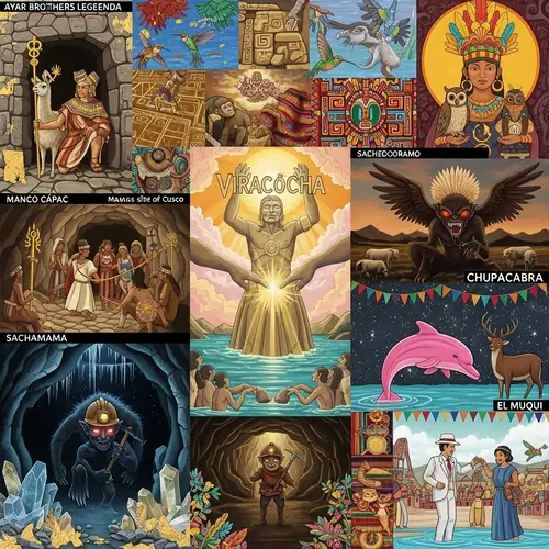 Legends of Peru: Mythical Gods, Creatures & Heroes Collage