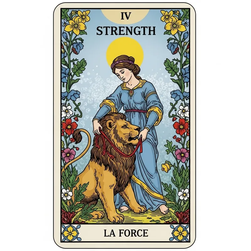 Strength Tarot Card in Marseille Style
