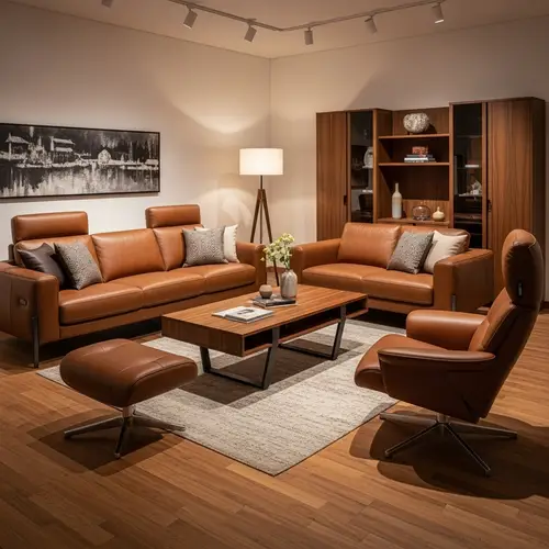 Luxurious Leather Furniture Setup for Modern Interior Design