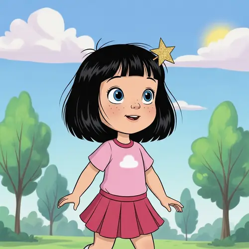 Playful Disney Style Animation of a Three-Year-Old Girl in Pink Outfit