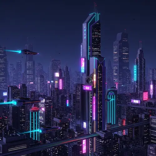 Futuristic Neon Cityscape | Syd Mead Inspired Night Scene