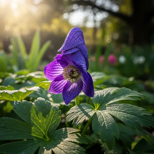 Graceful Aconite Flower in Full Bloom | Purple-Blue Petals