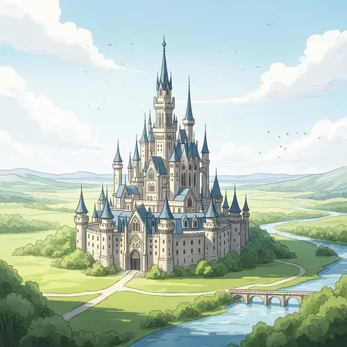 Fantasy Castle in Watercolor: A Dreamlike Scene