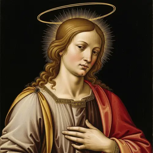 Renaissance Depiction of Holy Figure with Flowing Robe
