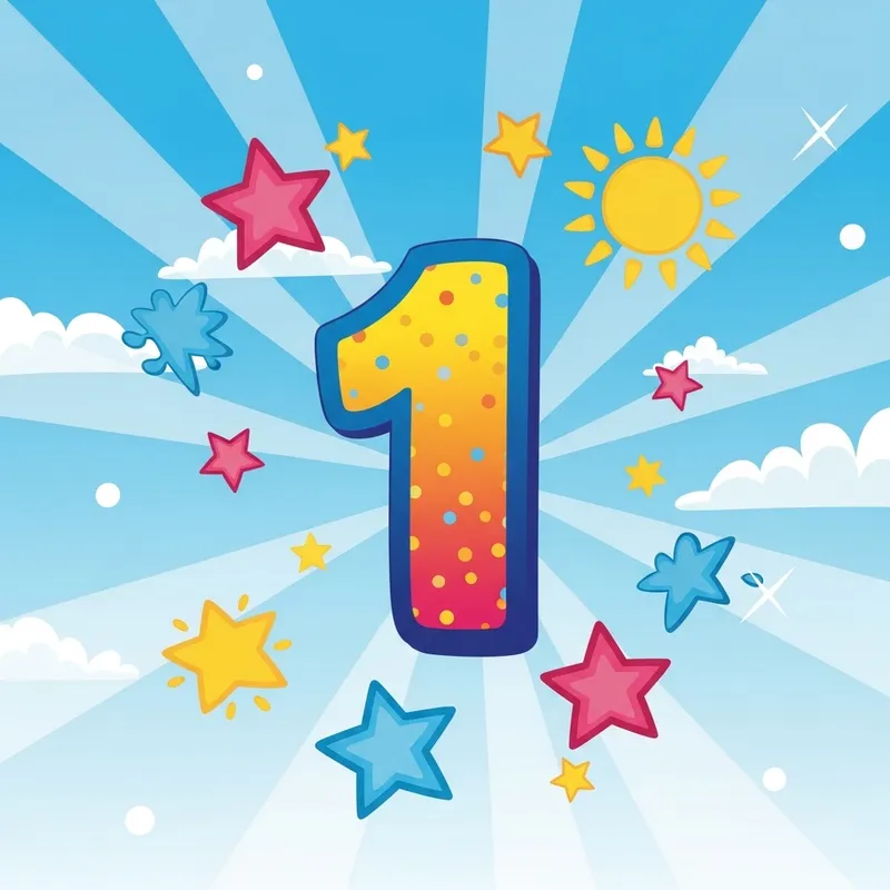 Colorful Number 1 Cartoon | Vibrant & Playful Illustration Colorful Number 1 Cartoon | Vibrant & Playful Illustration