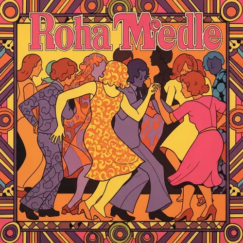 Vintage Album Cover: Abstract Scene of Dancing People