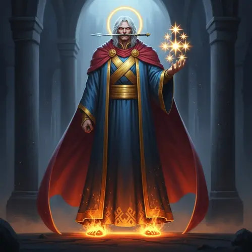 Mystical Figure in Robe with Golden Sash - Divine Presence Revealed