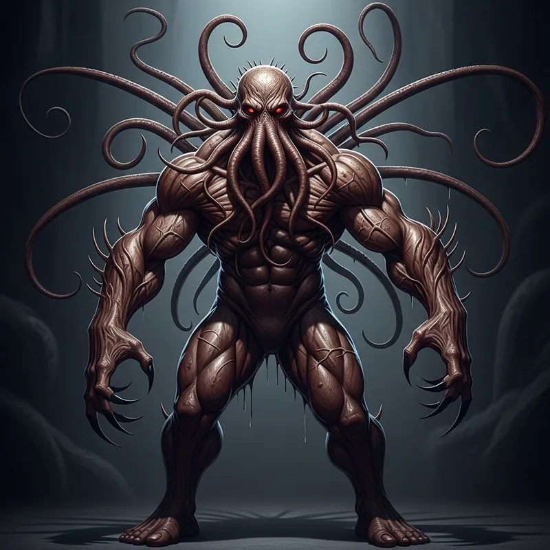 Chilling Tentacled Humanoid Monster - Realistic Artwork