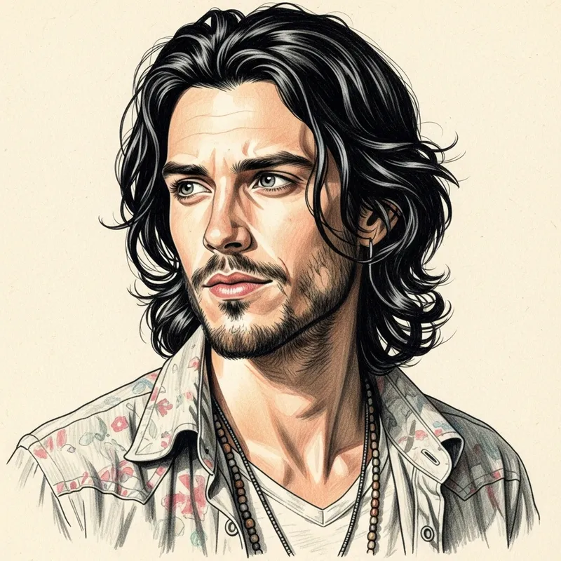 Youthful Transformation: 45-Year-Old Man with Black Hair and Beard Youthful Transformation: 45-Year-Old Man with Black Hair and Beard