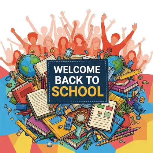 Welcome Back to School Poster with Vibrant School Items
