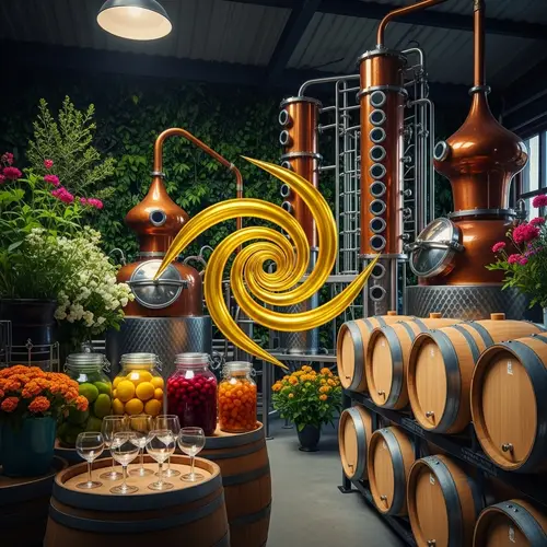 Artisan Distillery Scene: Abundance & Tradition in Surrealism Style