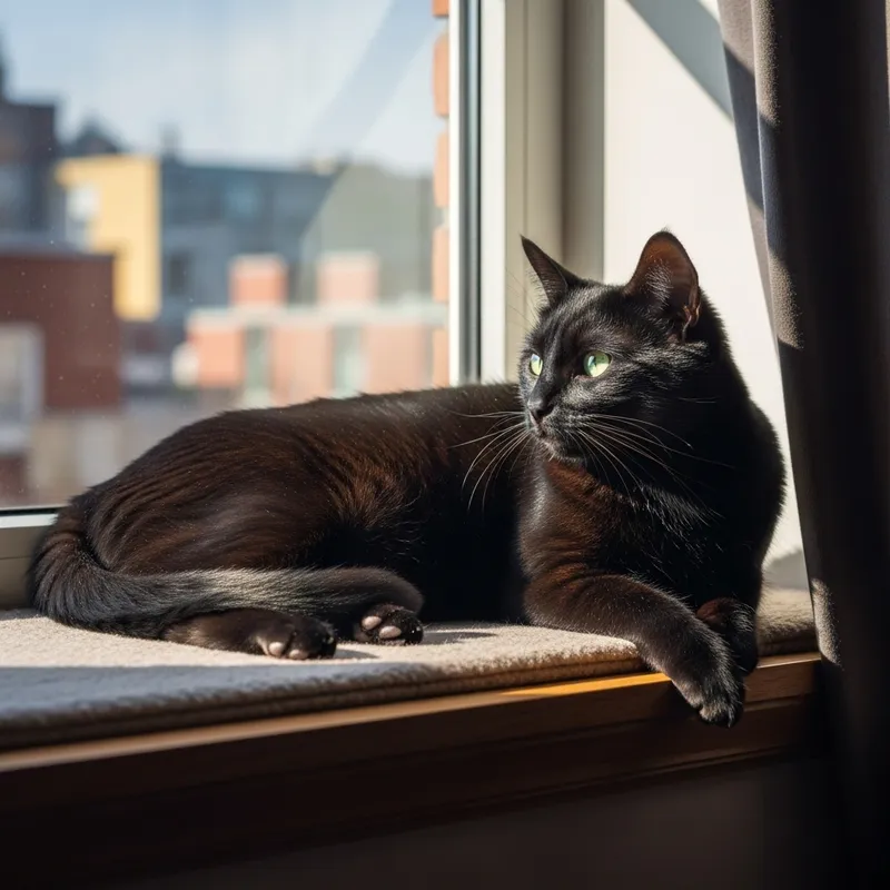 Tranquil Portrait of Whiskers: Feline Elegance in Sunlight