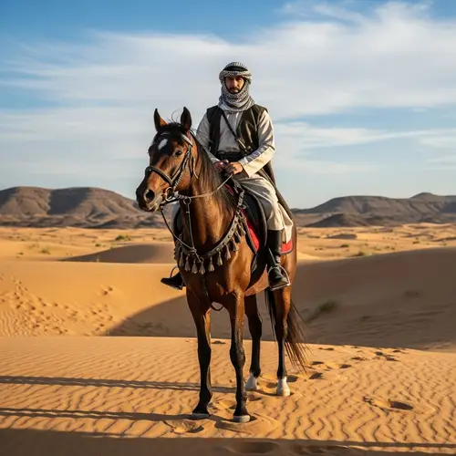 Middle-Eastern Man on Horse in Desert - Pre-Islamic & Islamic Era