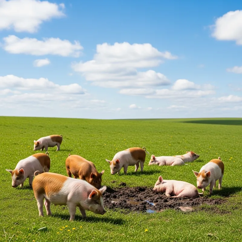 Miniature Pigs in a Field - Charming Countryside Scene