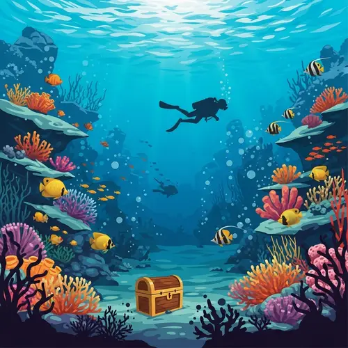 Colorful Underwater Exploration: Vibrant Vector Image
