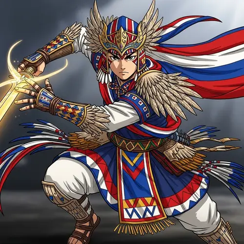 Paraguayan Anime Warrior in Vibrant Colors | Dynamic Action Pose