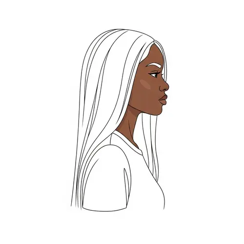 Young Afro-European Woman Line Drawing