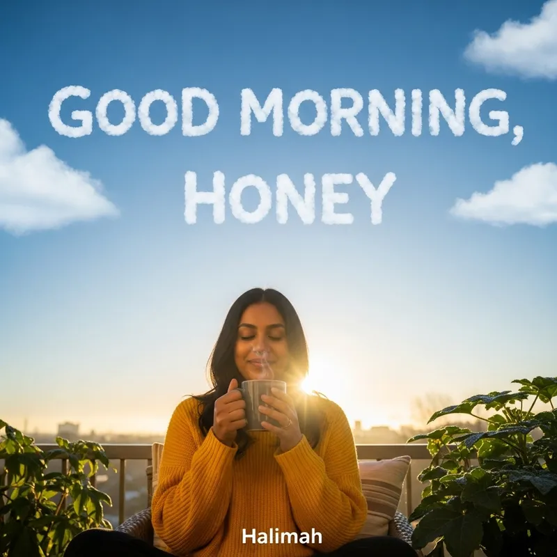 Good Morning Halimah: Sipping Coffee in a Sunny Morning Scene