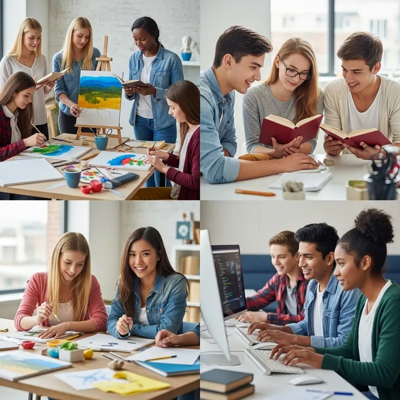 Active Teens Enjoying Various Club Activities