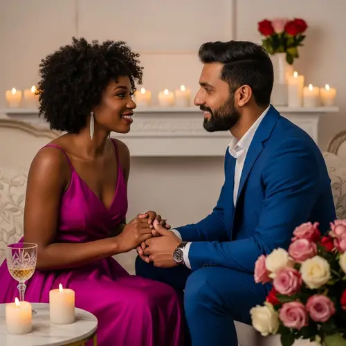 Romantic Conversation Between South Asian Man and Black Woman